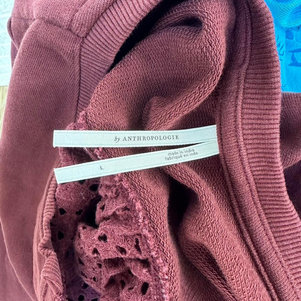 Anthropologie Burgundy Lace Eyelet Sleeve Long Sleeve - Picture 4 of 5